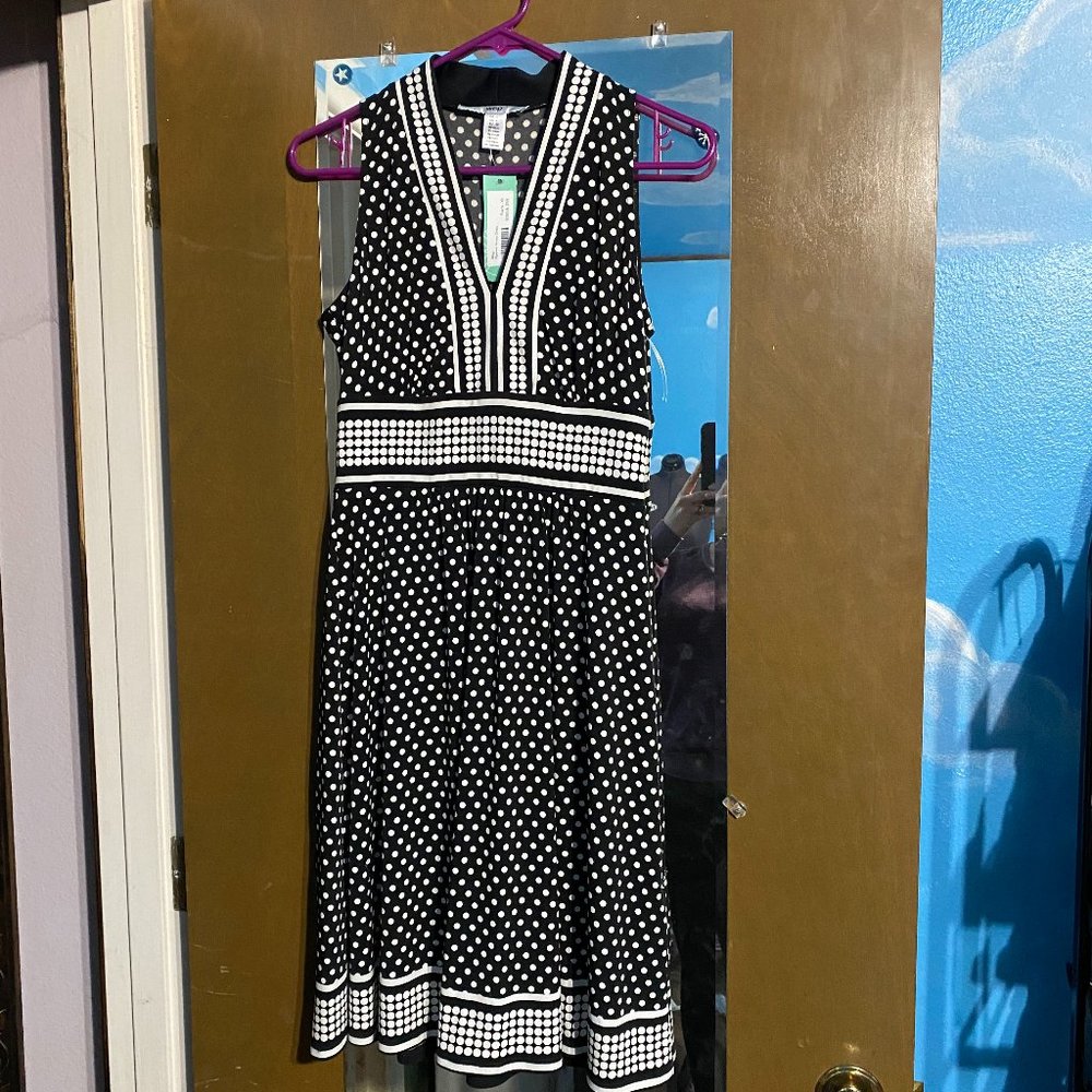 Wisp- Ryenne Jersey Dress. Black & white, mid calf